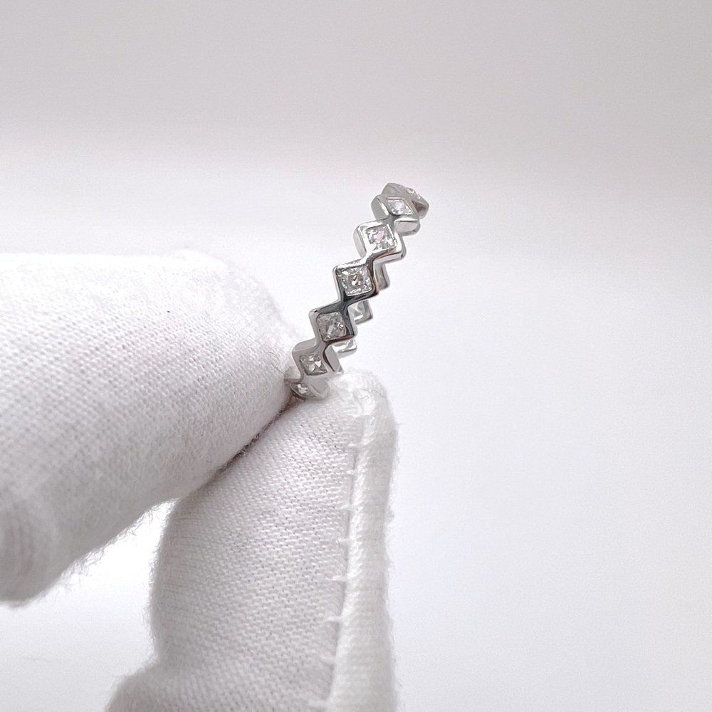 .925 Sterling Silver Rhodium Plated 4mm Cz Eternity Band - Picture 7 of 12